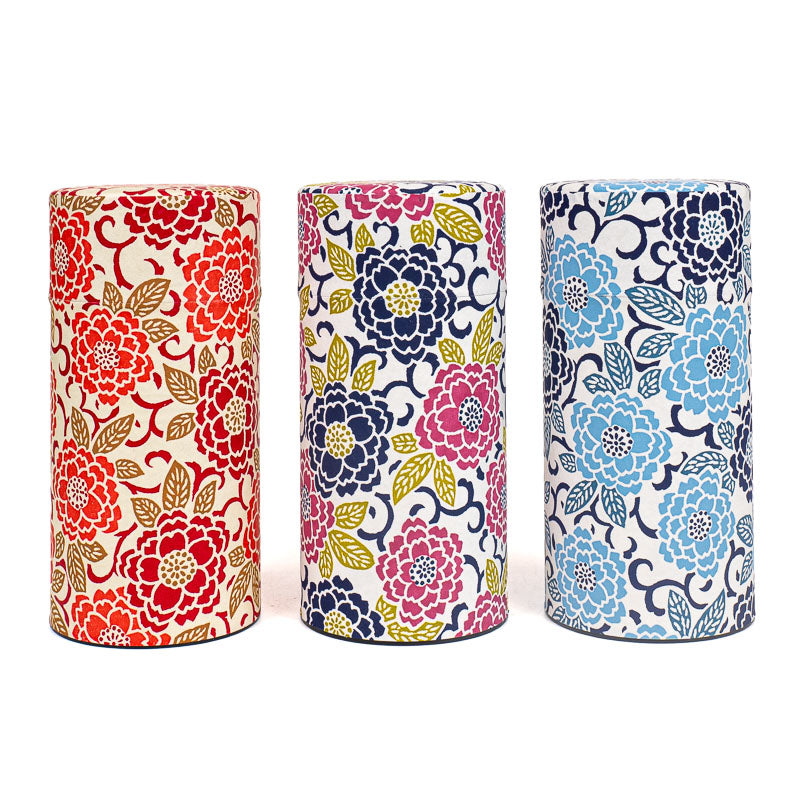 Sæt med 3 Tedåser med Washi-papir - Blomster