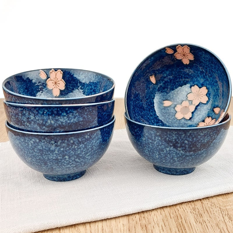 Sæt med 5 japanske sakura-skåle