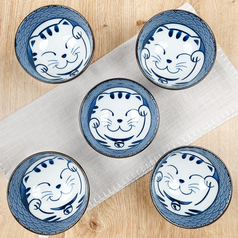 Sæt med 5 Maneki Neko skåle