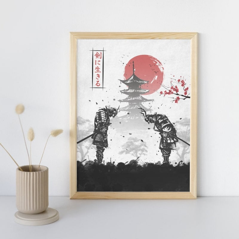 Samurai Duel japansk plakat A3
