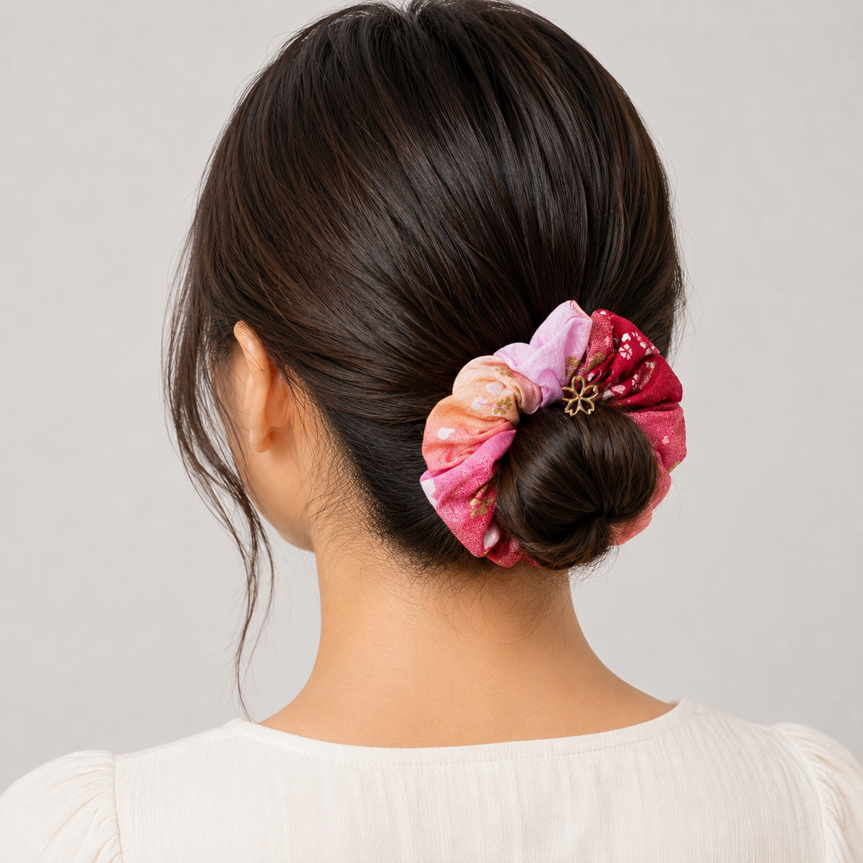 Scrunchie Hårelastik i Japansk Stof Rosa