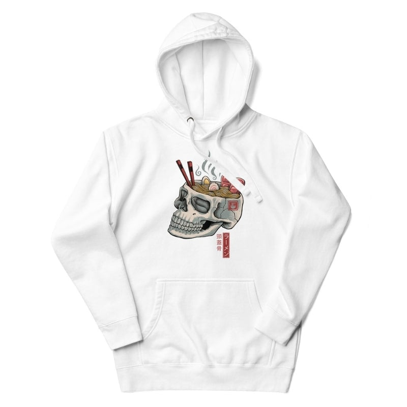 Skull Ramen japansk sweatshirt S / Hvid