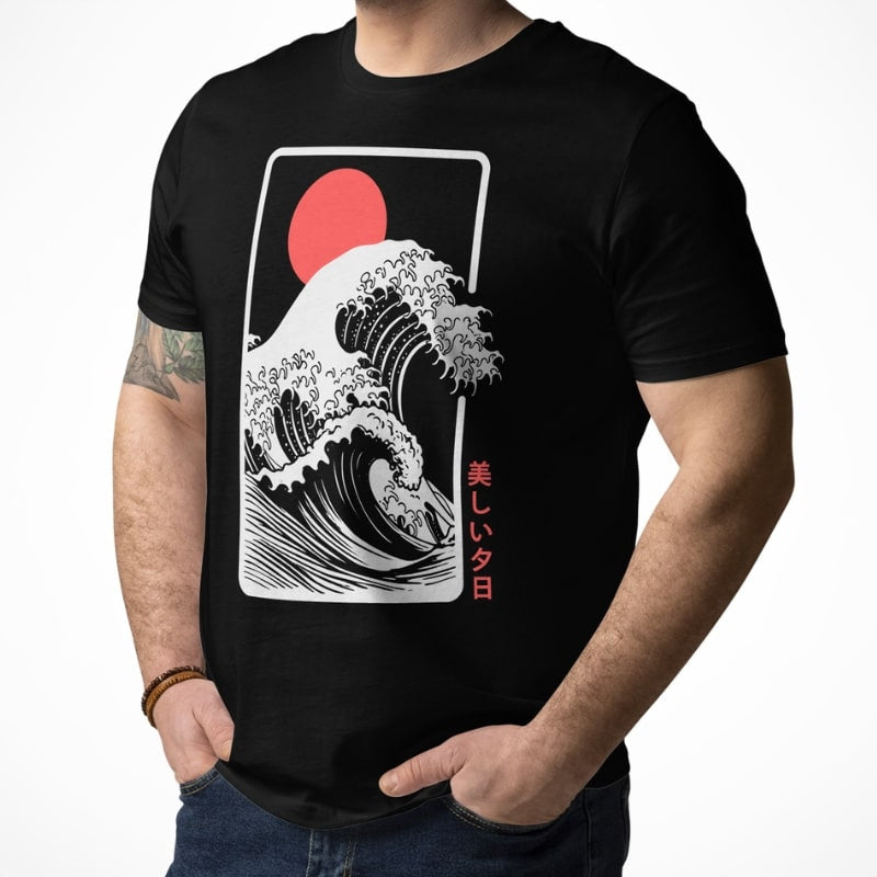 Solnedgang Kanagawa Japansk T-shirt