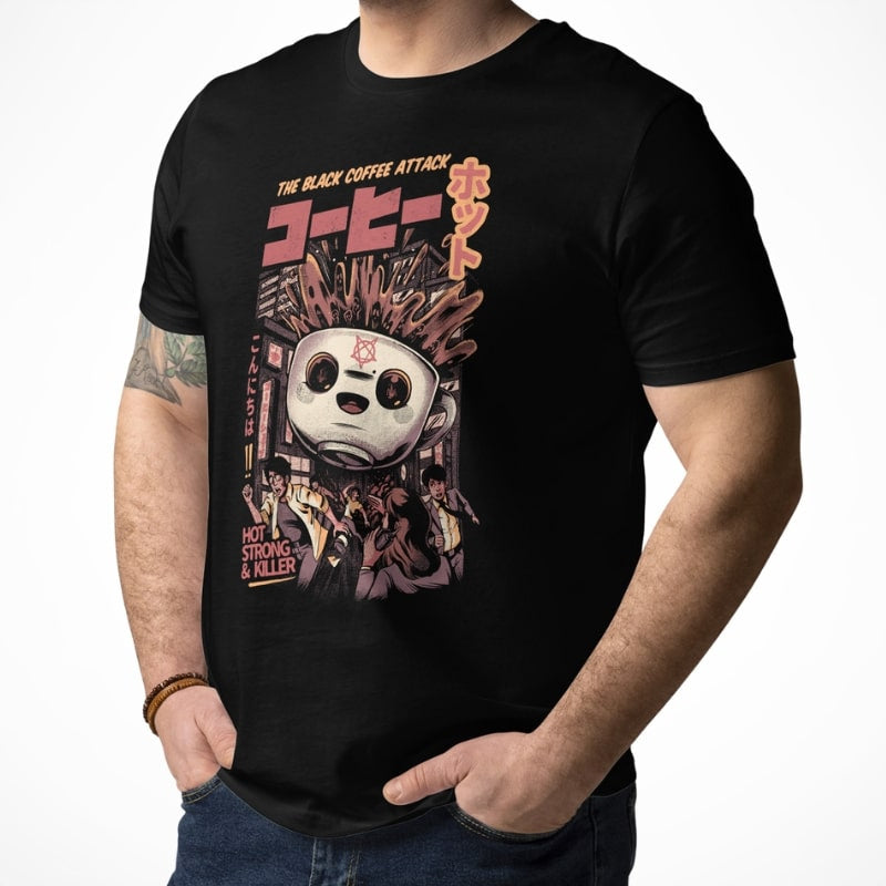 Sort kaffe japansk T-shirt