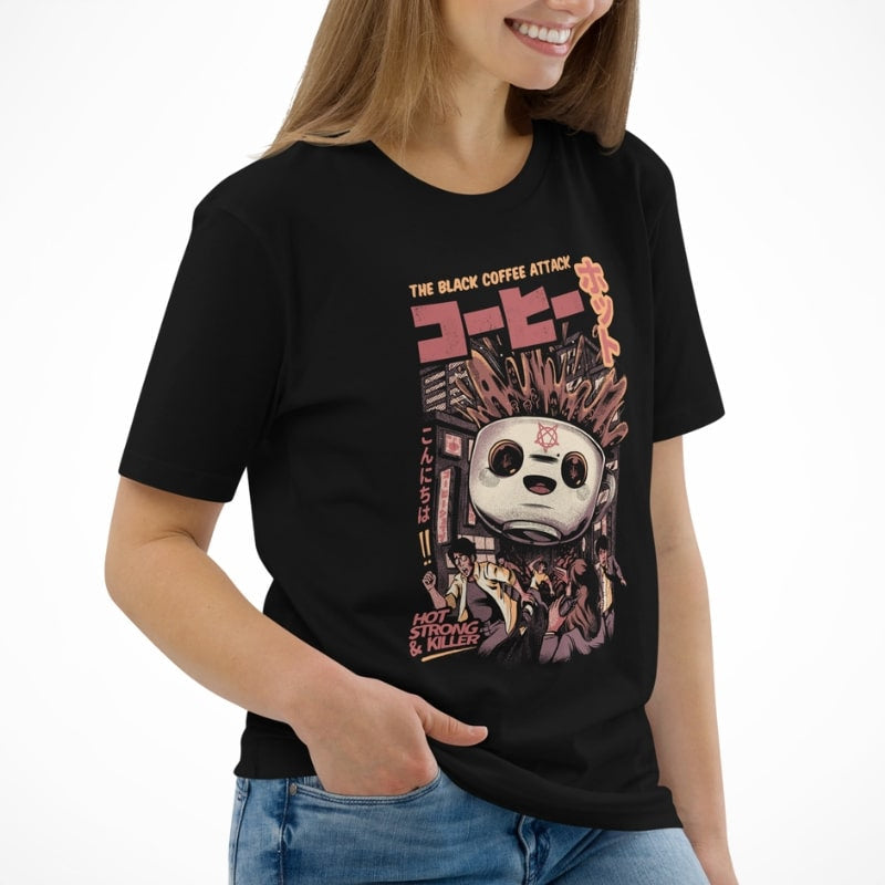 Sort kaffe japansk T-shirt