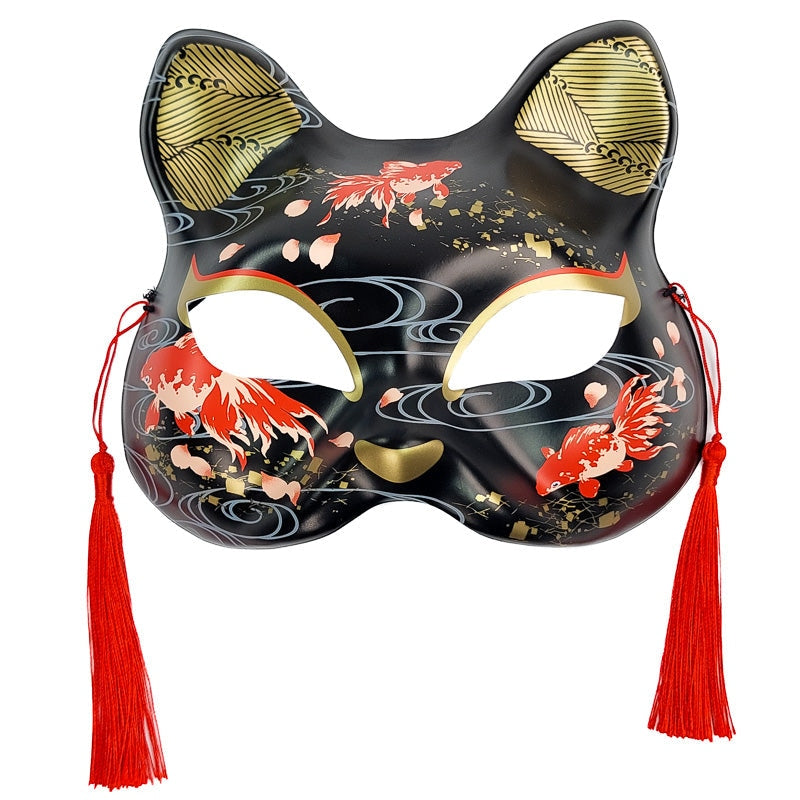 Sort og rød japansk kattemaske