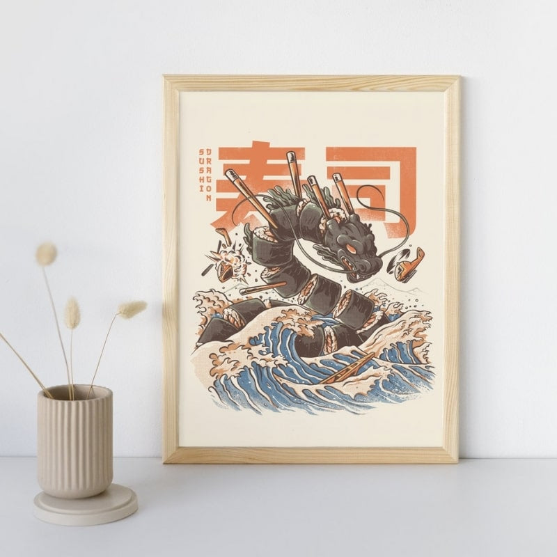 Sushi Dragon japansk plakat A3