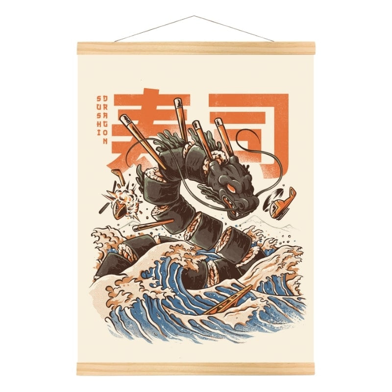 Sushi Dragon japansk plakat A3