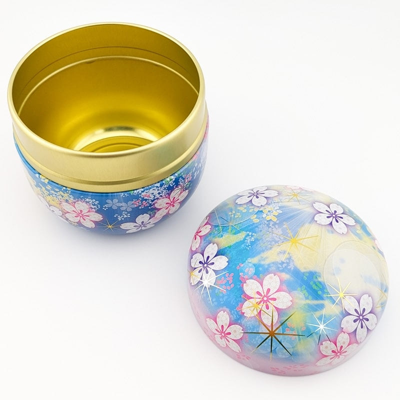 Teæske med blå blomster i metal