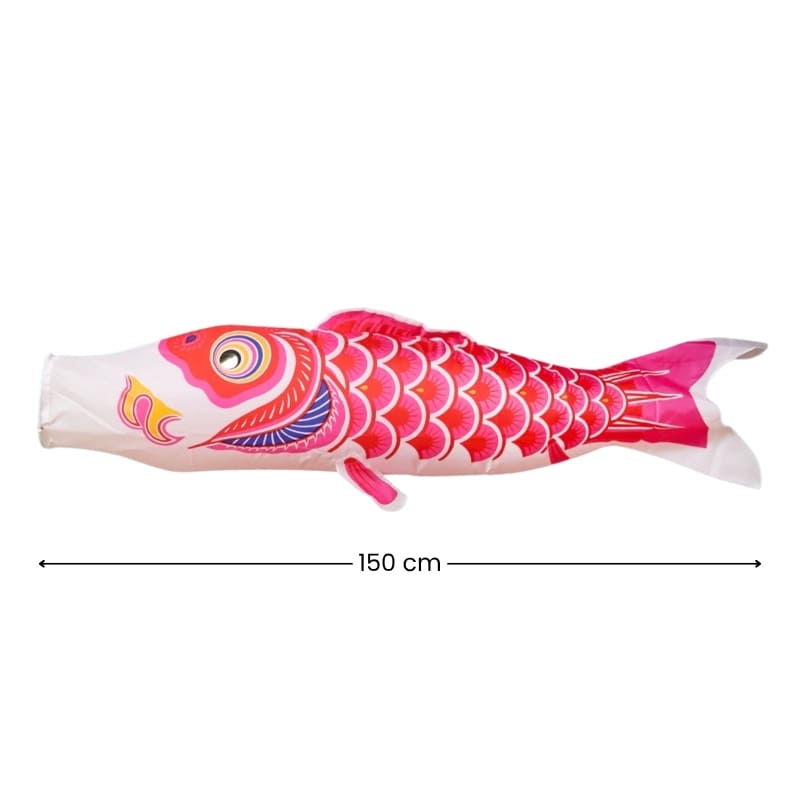 Traditionel lyserød japansk koinobori - 150 cm