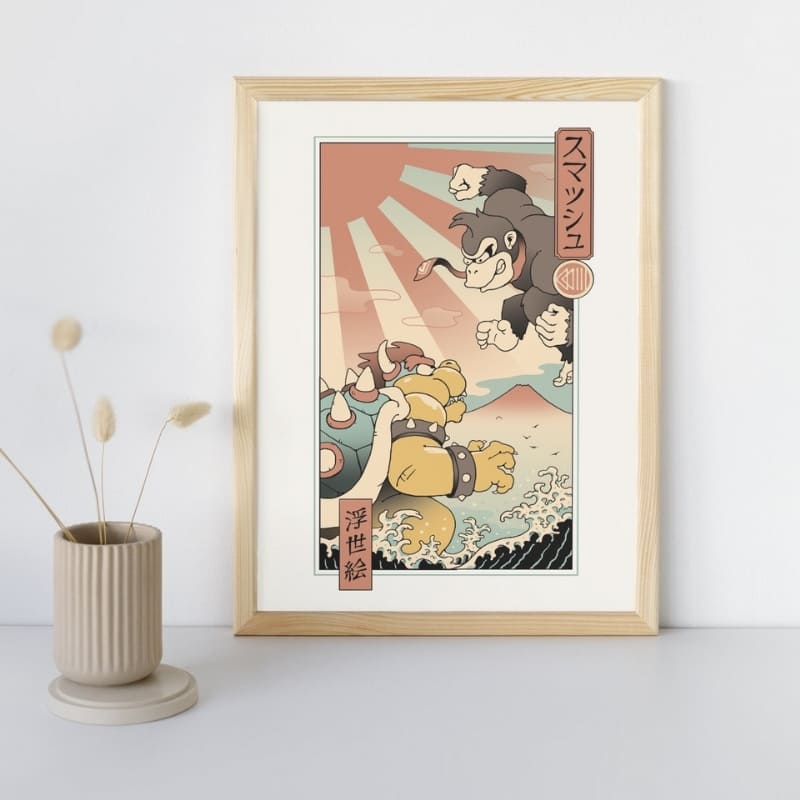 Ukiyo-e Kaiju Smash japansk plakat A3
