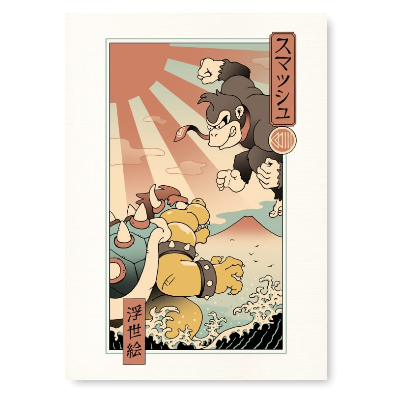 Ukiyo-e Kaiju Smash japansk plakat A3