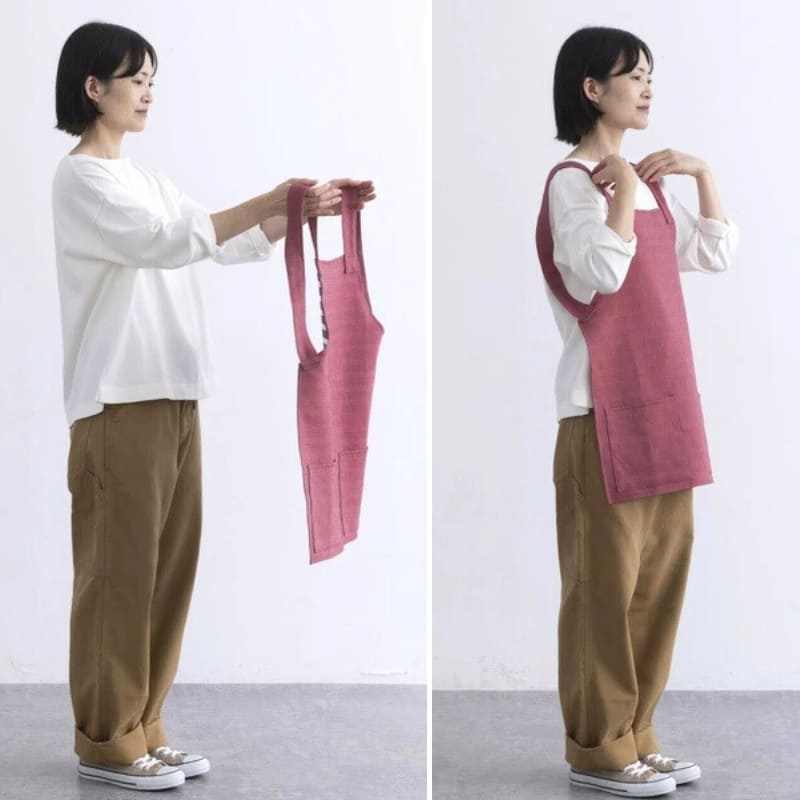 Unisex kort japansk forklæde rød