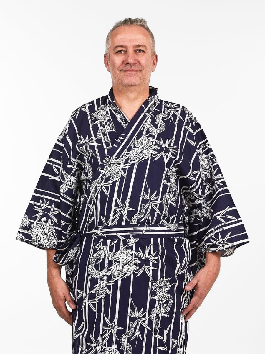 Yukata Kimono i bambus og drage til mænd