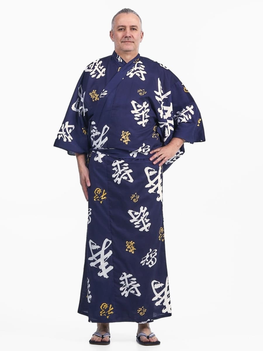 Yukata Kimono Kotobuki til mænd S