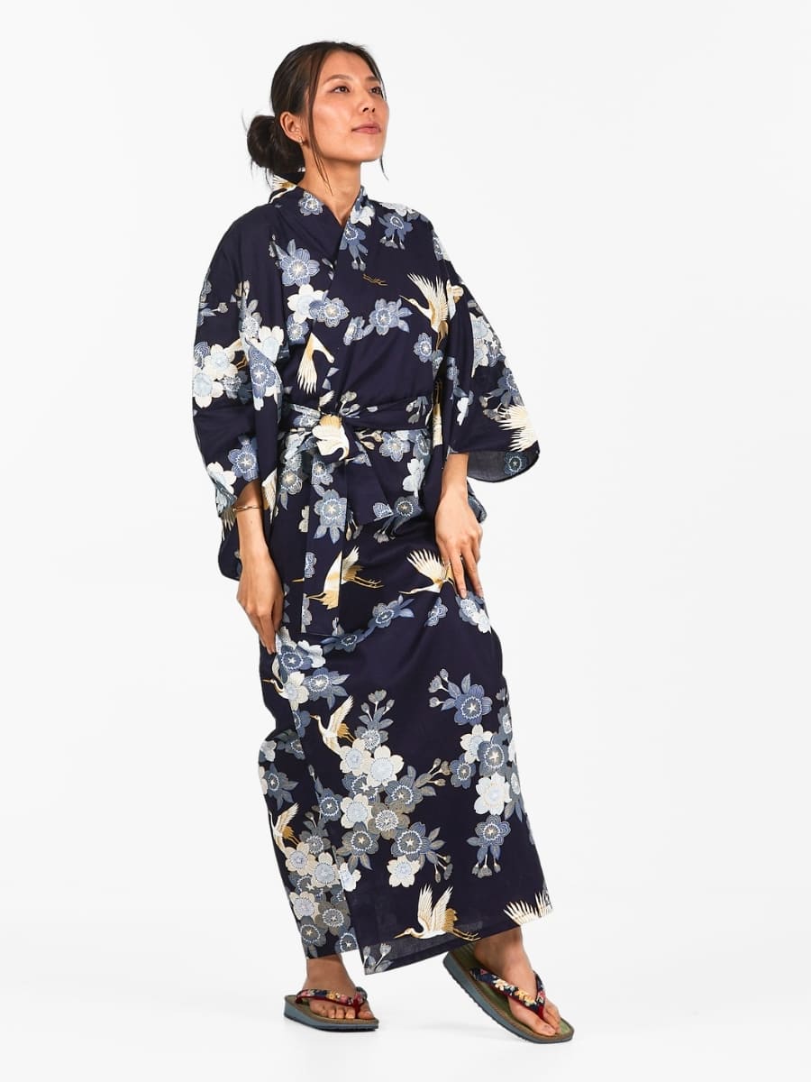 Yukata Kimono til kvinder Sakura to Tsuru
