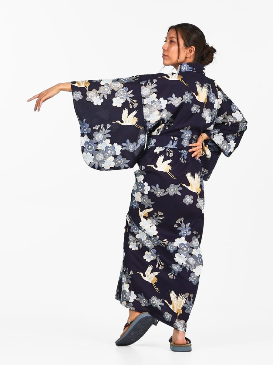 Yukata Kimono til kvinder Sakura to Tsuru