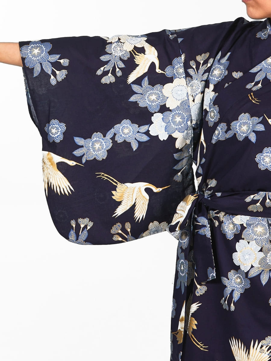 Yukata Kimono til kvinder Sakura to Tsuru