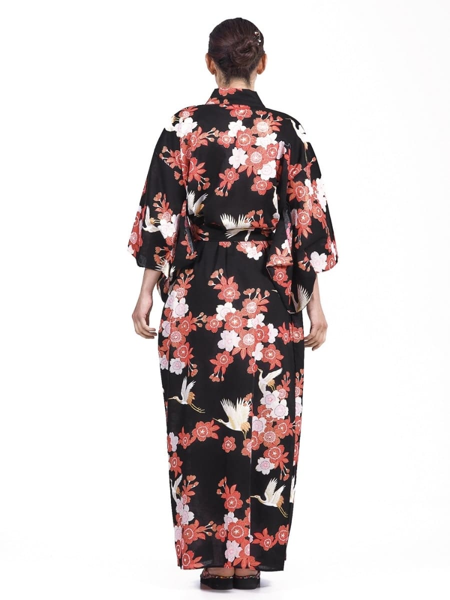 Yukata Kimono til kvinder Tsuru to Ouka