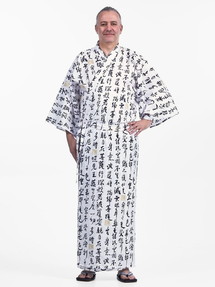 Yukata Sutra Hannya Kimono til mænd S